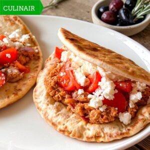 Snelle pita met tonijn harissa tomaat en feta Snelle pita met tonijn harissa tomaat en feta