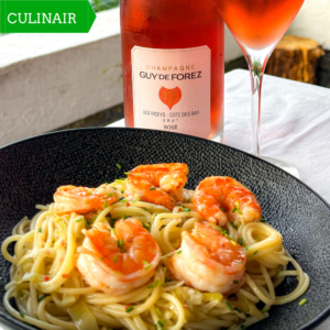 Pasta met beurre rosé en gamba’s Pasta met beurre rosé en gamba's